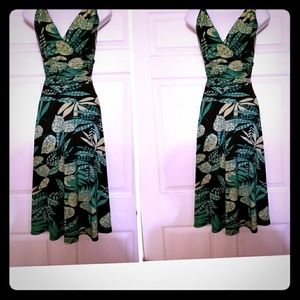 Beautiful  green floral jersey knit  sundress
